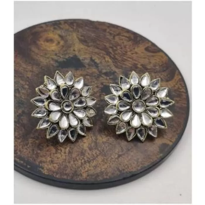 Oxidised Floral Wedding Wear Stud Earring For Women Brass Earring | Save 33% - Rajasthan Living 5