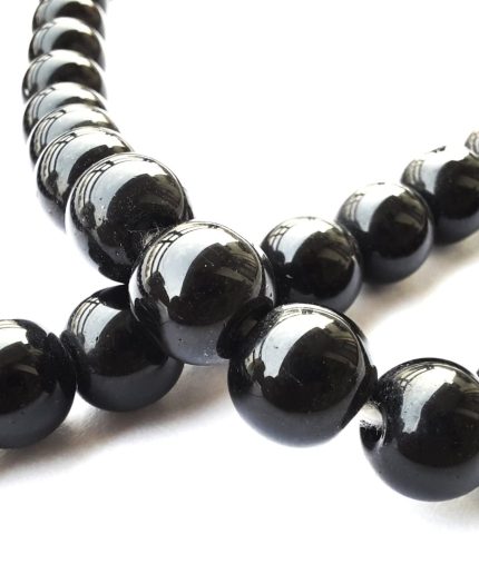 LS Vrindavan 100 % Original Black Hakik Round Knotted Beads Mala (108+1 Beads) (8 MM Approx ) (1 Pc) | Save 33% - Rajasthan Living 3