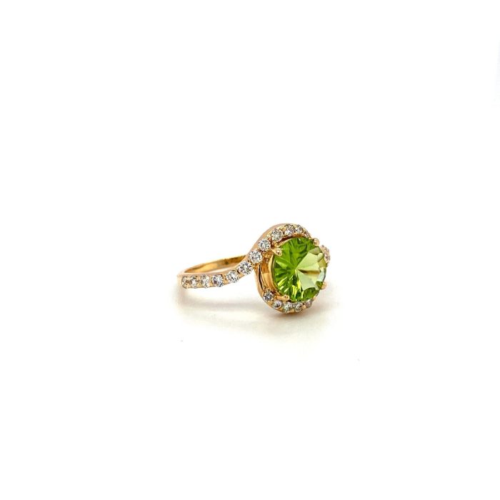 Peridot and Diamond Ring in 14K Yellow Gold | Save 33% - Rajasthan Living 6