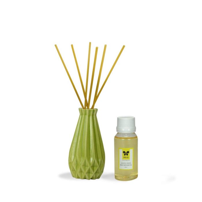 Iris New Lemon Grass Fragances Reed Diffuser Set with Oil 60ml With Ceramic Pot & Diffuser Stick | Save 33% - Rajasthan Living 6