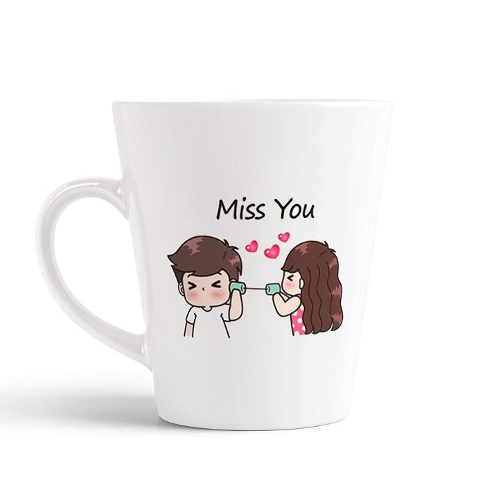 Aj Prints Miss You Quote Printed Conical Coffee Mug- Cute Couple Printed Mug, White 12Oz for Loved One’s | Save 33% - Rajasthan Living 5