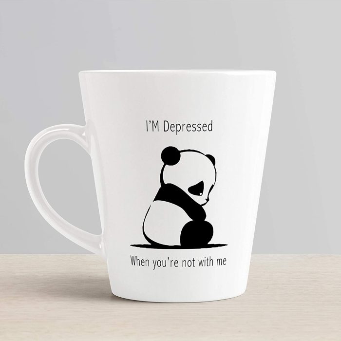 Aj Prints I’m Depressed When You’re Not with Me Quote Printed Conical Coffee Mug- Cute Panda Coffee Mug Gift for Kids, Brother | Save 33% - Rajasthan Living 6