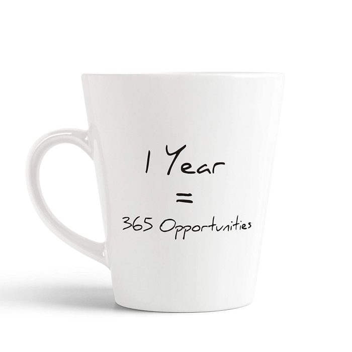 Aj Prints One Year 365 Opportunities Printed Conical Coffee Mug- Motivation Quote Coffee Mug, 12Oz Tea Cup for Family and Friend | Save 33% - Rajasthan Living 5