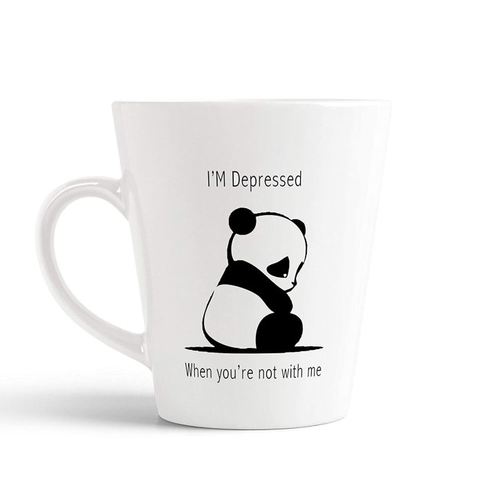 Aj Prints I’m Depressed When You’re Not with Me Quote Printed Conical Coffee Mug- Cute Panda Coffee Mug Gift for Kids, Brother | Save 33% - Rajasthan Living 5
