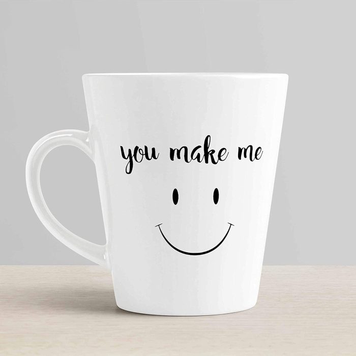 Aj Prints Happiness Quote Conical Latte Mug-You Make me Smile Printed Coffee Mug-12Oz Milk Mug for His and Her | Save 33% - Rajasthan Living 6