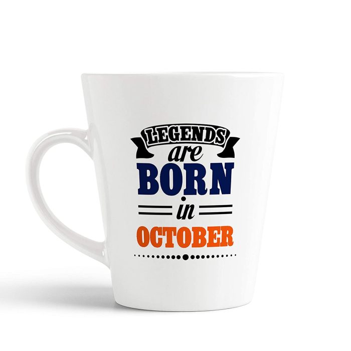 Aj Prints Legends are Born in October Latte Coffee Mug Birthday Gift for Brother, Sister, Mom, Dad, Friends- 12oz (White) | Save 33% - Rajasthan Living 5