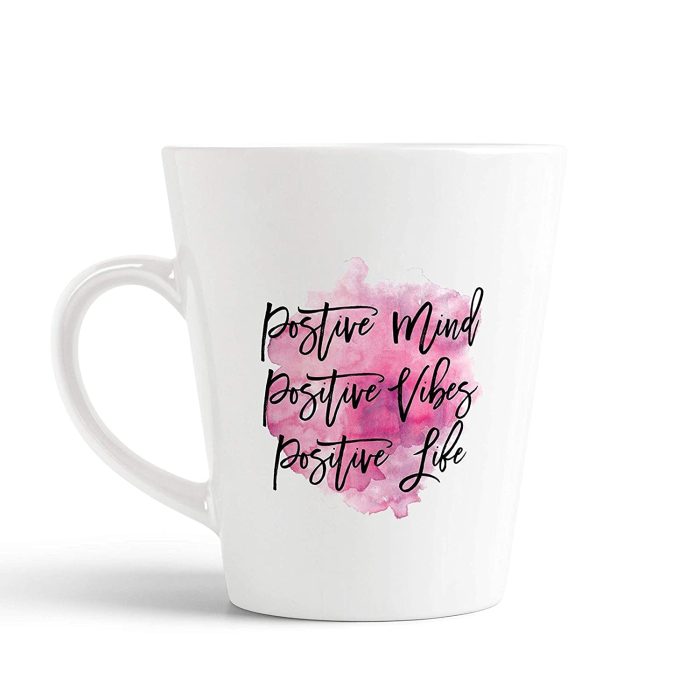 Aj Prints Motivational Quote Conical Coffee Mug- Positive Mind, Positive Vibes, Positive Life Printed Mug- White 350ml | Save 33% - Rajasthan Living 5