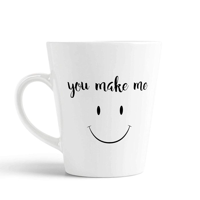Aj Prints Happiness Quote Conical Latte Mug-You Make me Smile Printed Coffee Mug-12Oz Milk Mug for His and Her | Save 33% - Rajasthan Living 5