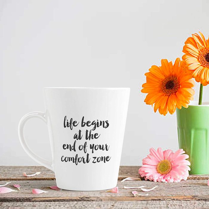 Aj Prints Motivational Quotes Conical Coffee Mug- Life Begins at The end of Your Comfort Zone Printed Mug, Gift for Him/Her | Save 33% - Rajasthan Living 6