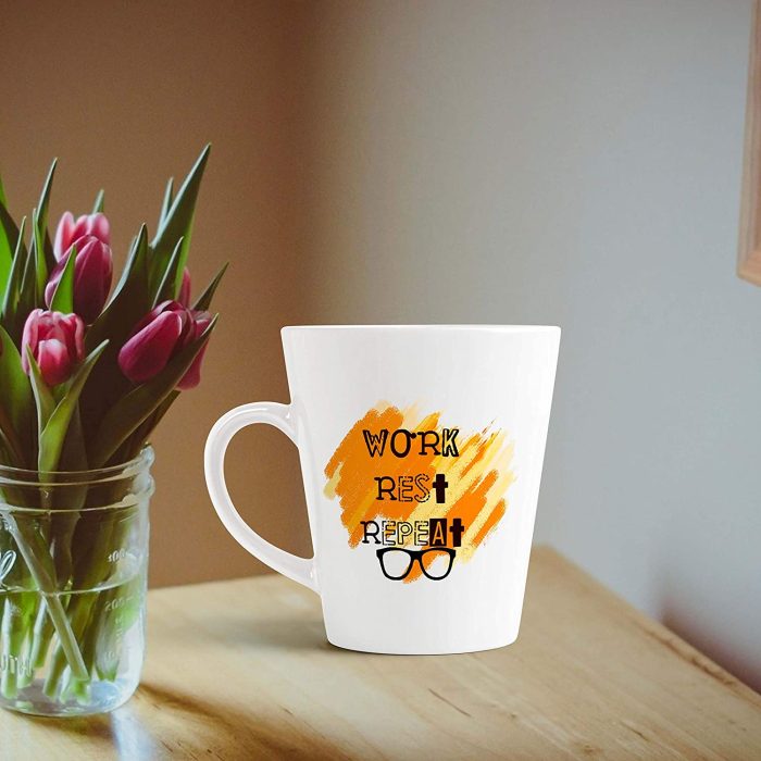 Aj Prints Work Rest Repeat Printed Conical Coffee Mug- 12Oz Conical Coffee Mug- Gift for Him/Her | Save 33% - Rajasthan Living 7