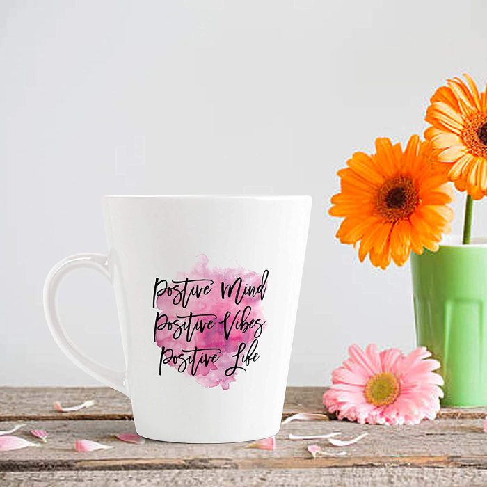 Aj Prints Motivational Quote Conical Coffee Mug- Positive Mind, Positive Vibes, Positive Life Printed Mug- White 350ml | Save 33% - Rajasthan Living 7