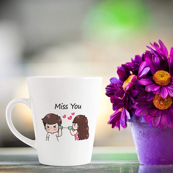 Aj Prints Miss You Quote Printed Conical Coffee Mug- Cute Couple Printed Mug, White 12Oz for Loved One’s | Save 33% - Rajasthan Living 7