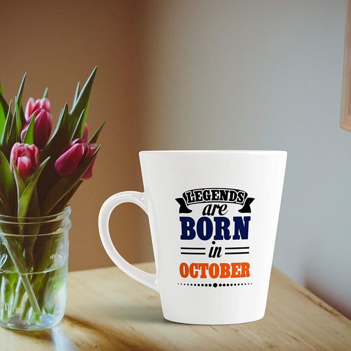 Aj Prints Legends are Born in October Latte Coffee Mug Birthday Gift for Brother, Sister, Mom, Dad, Friends- 12oz (White) | Save 33% - Rajasthan Living 7