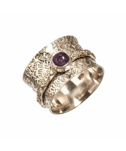 Amethyst Spinner Ring, 925 Sterling Silver Ring | Save 33% - Rajasthan Living