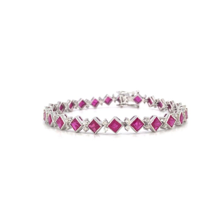 Ruby and Diamond Bracelet in 18K White Gold | Save 33% - Rajasthan Living 5