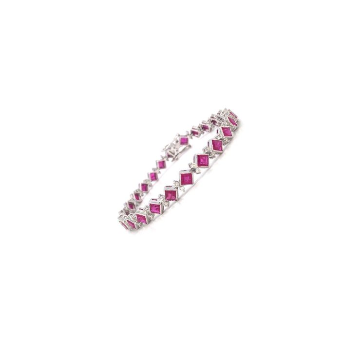 Ruby and Diamond Bracelet in 18K White Gold | Save 33% - Rajasthan Living 6