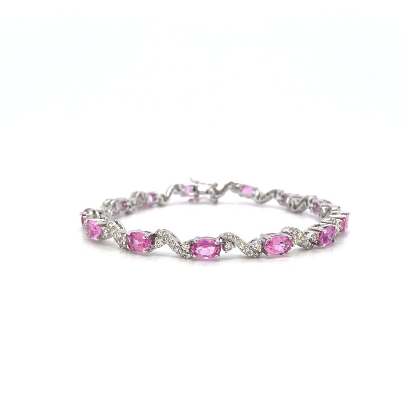 Pink Sapphire and Diamond Bracelet in 18K White Gold | Save 33% - Rajasthan Living