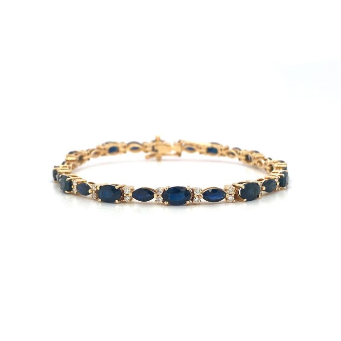 Sapphire and Diamond Bracelet in 14K Yellow Gold | Save 33% - Rajasthan Living 5