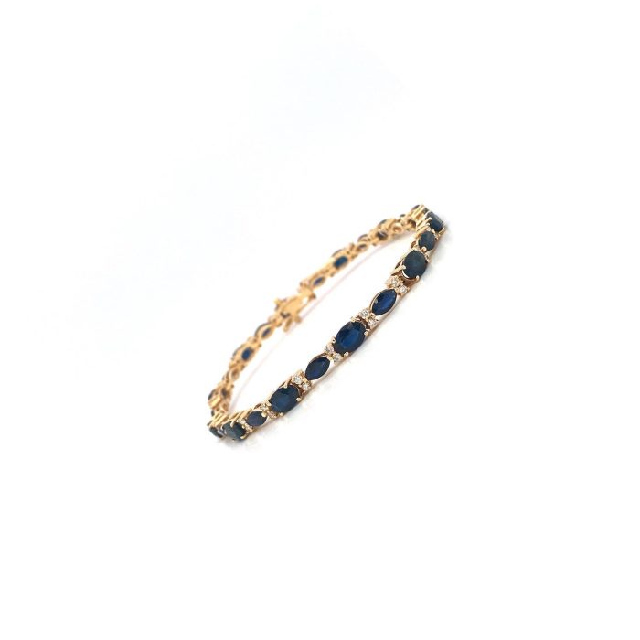 Sapphire and Diamond Bracelet in 14K Yellow Gold | Save 33% - Rajasthan Living 6