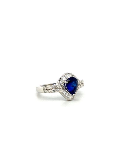 Sapphire and Diamond Ring in 18K White Gold | Save 33% - Rajasthan Living 3