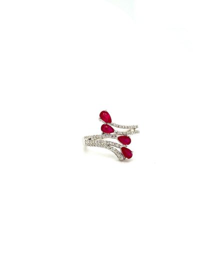 Ruby and Diamond Ring in 18K White Gold | Save 33% - Rajasthan Living