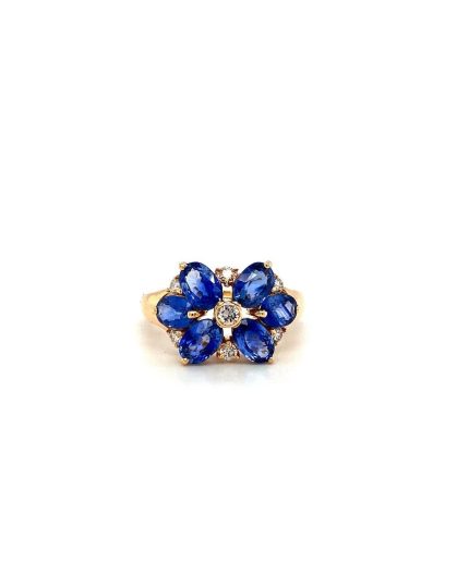 Sapphire and Diamond Ring in 18K Yellow Gold | Save 33% - Rajasthan Living