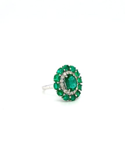 Emerald and Diamond Ring in 18K White Gold | Save 33% - Rajasthan Living 3