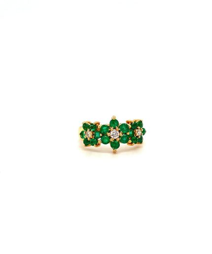 Emerald and Diamond Ring in 18K Yellow Gold | Save 33% - Rajasthan Living