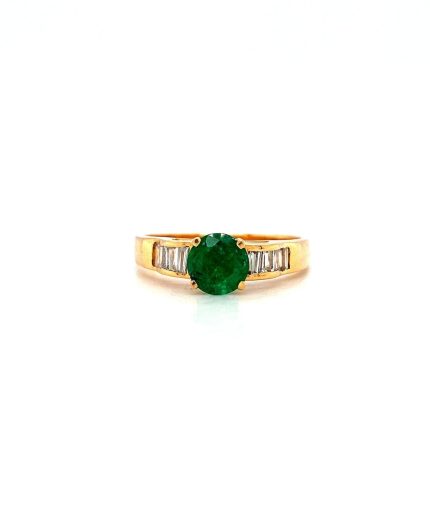 Emerald and Diamond Ring in 18K Yellow Gold | Save 33% - Rajasthan Living