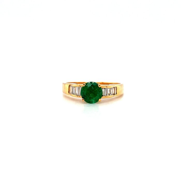 Emerald and Diamond Ring in 18K Yellow Gold | Save 33% - Rajasthan Living 5