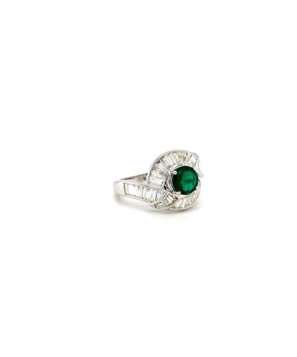 Emerald and Diamond Ring in 18K White Gold | Save 33% - Rajasthan Living 3