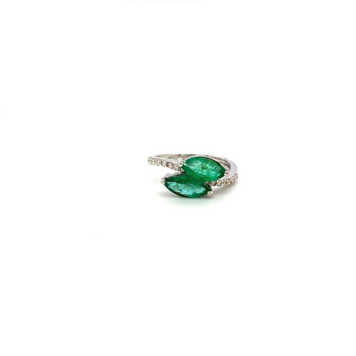 Emerald and Diamond Ring in 18K White Gold | Save 33% - Rajasthan Living 5