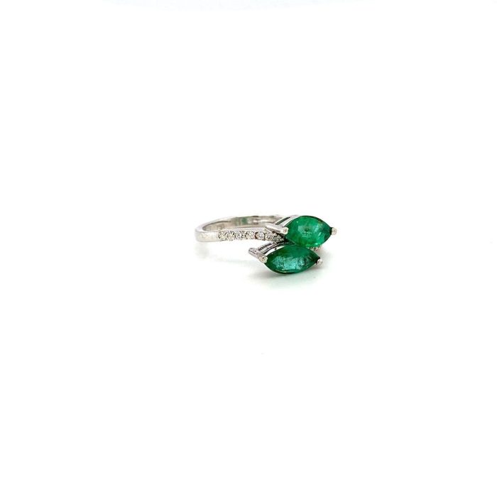 Emerald and Diamond Ring in 18K White Gold | Save 33% - Rajasthan Living 6