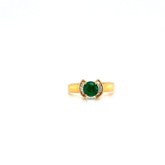 Emerald and Diamond Ring in 18K Yellow Gold | Save 33% - Rajasthan Living 5