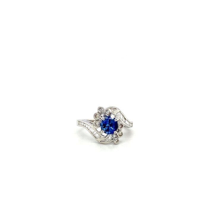 Sapphire and Diamond Ring in 18K White Gold | Save 33% - Rajasthan Living 5