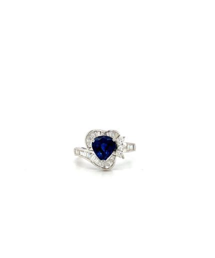 Sapphire and Diamond Ring in 18K White Gold | Save 33% - Rajasthan Living