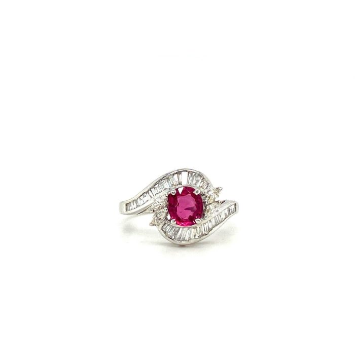 Ruby and Diamond Ring in 18K White Gold | Save 33% - Rajasthan Living 5