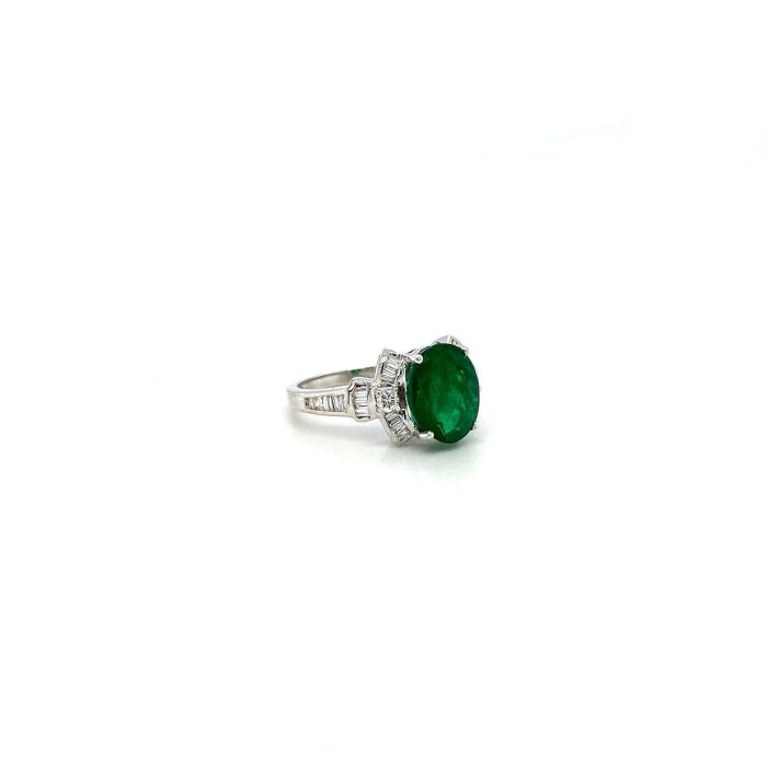 Emerald and Diamond Ring in 18K White Gold | Save 33% - Rajasthan Living 6