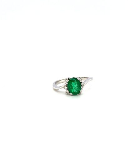 Emerald and Diamond Ring in 18K White Gold | Save 33% - Rajasthan Living