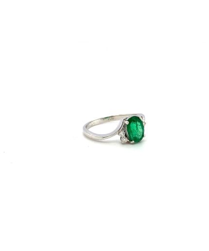 Emerald and Diamond Ring in 18K White Gold | Save 33% - Rajasthan Living 3