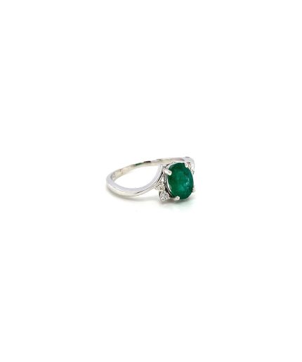 Emerald and Diamond Ring in 18K White Gold | Save 33% - Rajasthan Living 3