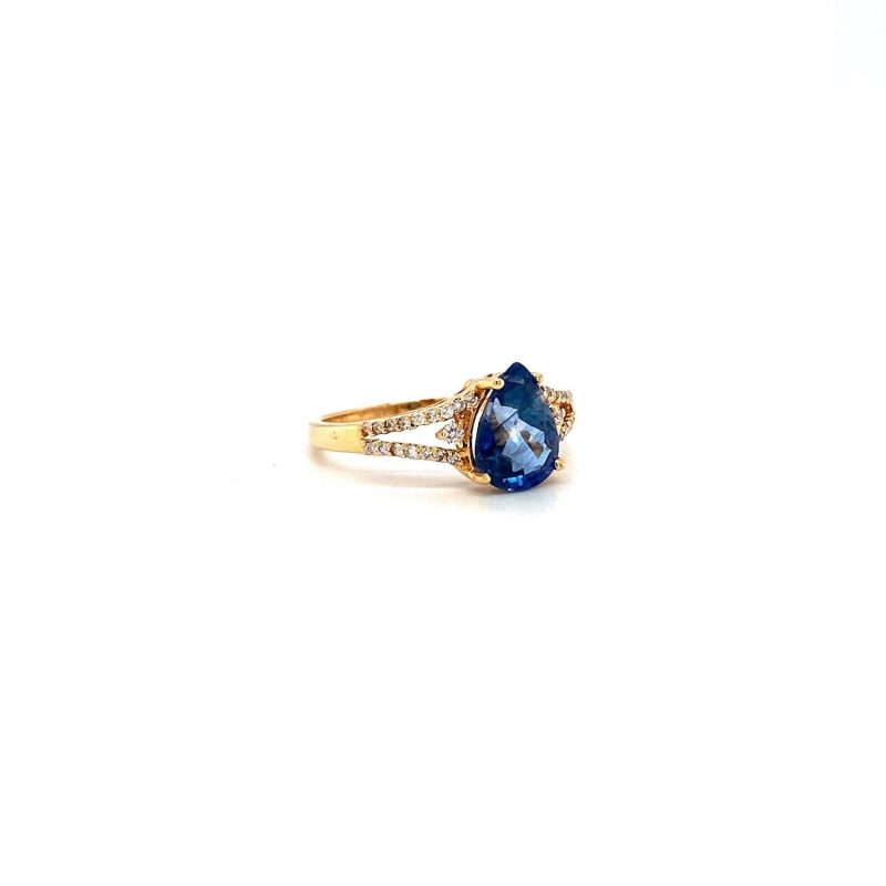 Sapphire and Diamond Ring in 14K Yellow Gold | Save 33% - Rajasthan Living 3