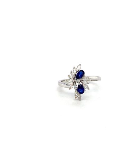 Sapphire and Diamond Ring in 18K White Gold | Save 33% - Rajasthan Living