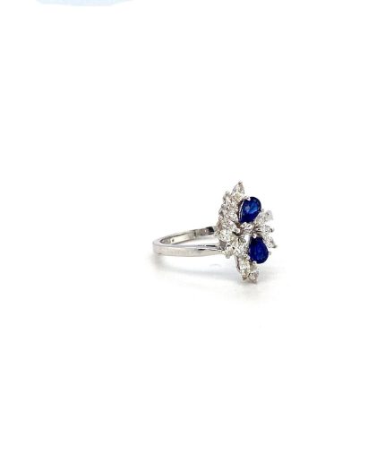 Sapphire and Diamond Ring in 18K White Gold | Save 33% - Rajasthan Living 3