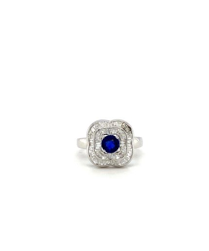 Sapphire and Diamond Ring in 18K White Gold | Save 33% - Rajasthan Living