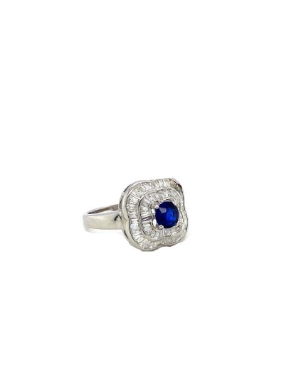 Sapphire and Diamond Ring in 18K White Gold | Save 33% - Rajasthan Living 3