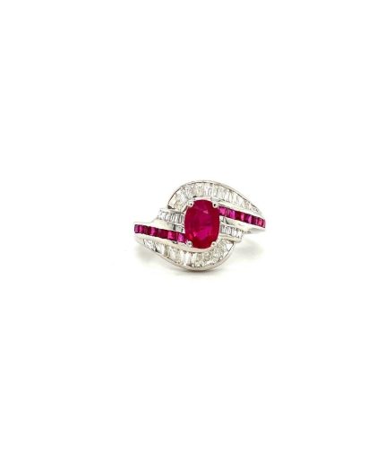 Ruby and Diamond Ring in 18K White Gold | Save 33% - Rajasthan Living