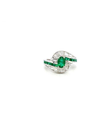 Emerald and Diamond Ring in 18K White Gold | Save 33% - Rajasthan Living