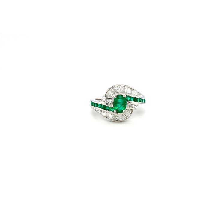 Emerald and Diamond Ring in 18K White Gold | Save 33% - Rajasthan Living 5