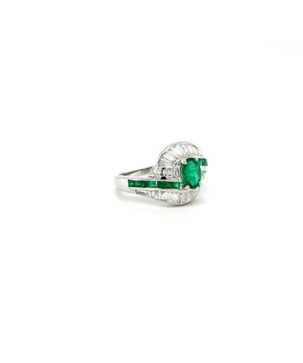 Emerald and Diamond Ring in 18K White Gold | Save 33% - Rajasthan Living 3